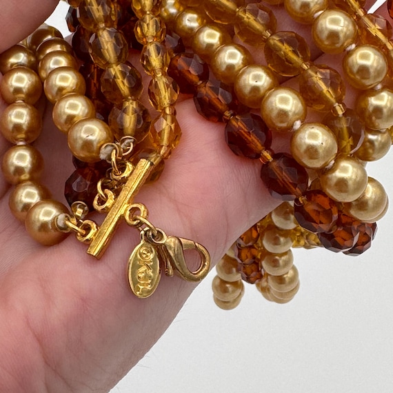 Kenneth Jay Lane KJL Amber Gold Multi-Strand Neck… - image 4