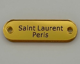 Saint Laurent Paris Gold Tone Acrylic Logo Plate Charm Replacement Part