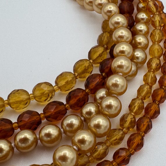 Kenneth Jay Lane KJL Amber Gold Multi-Strand Neck… - image 3