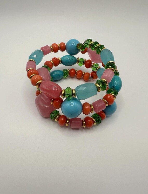 Kenneth Jay Lane Vintage Glass Bead Necklace Brac… - image 4