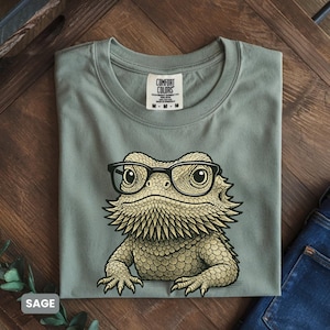 Bearded Dragon Shirt - Nerdy Lizard Graphic Tee | Comfort Colors T-Shirt | Reptile Lover Gift