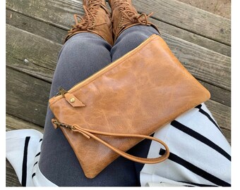 leather clutch wristlet