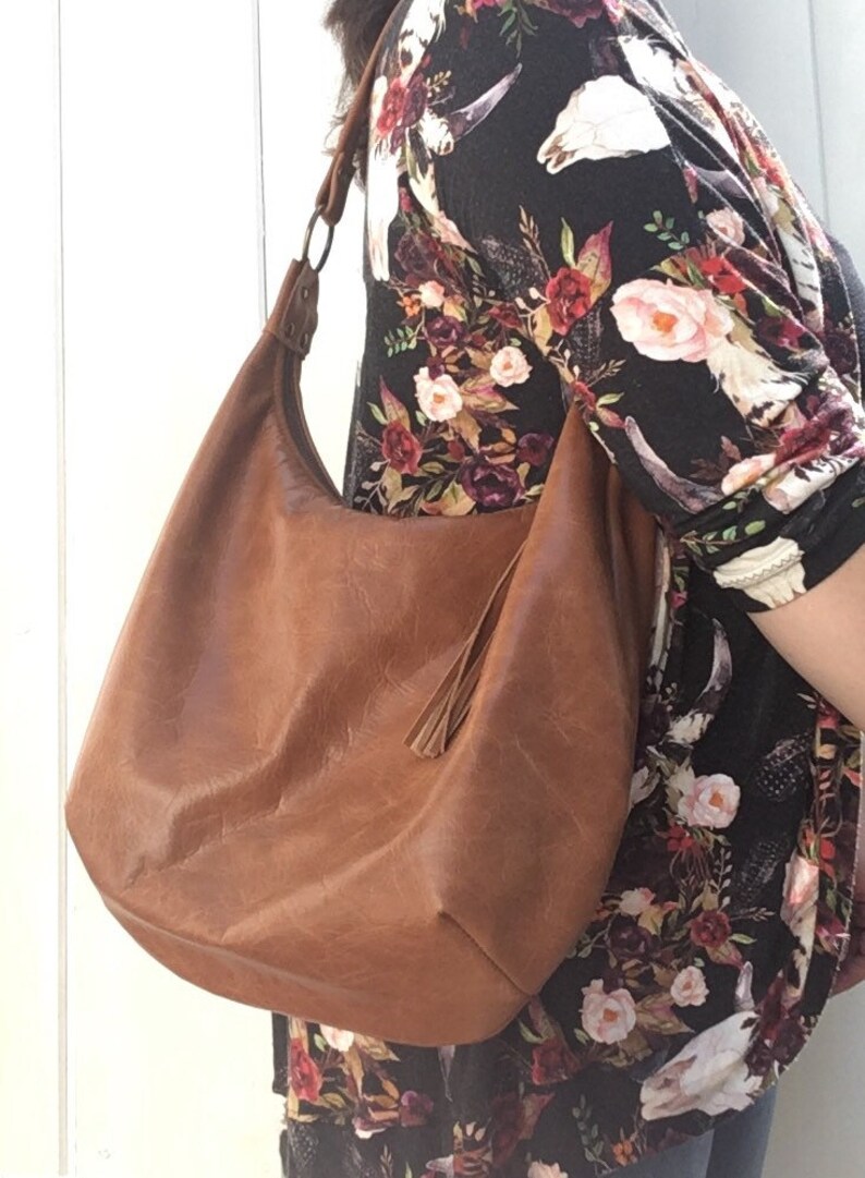 Brown leather hobo bag distressed brown genuine leather | Etsy