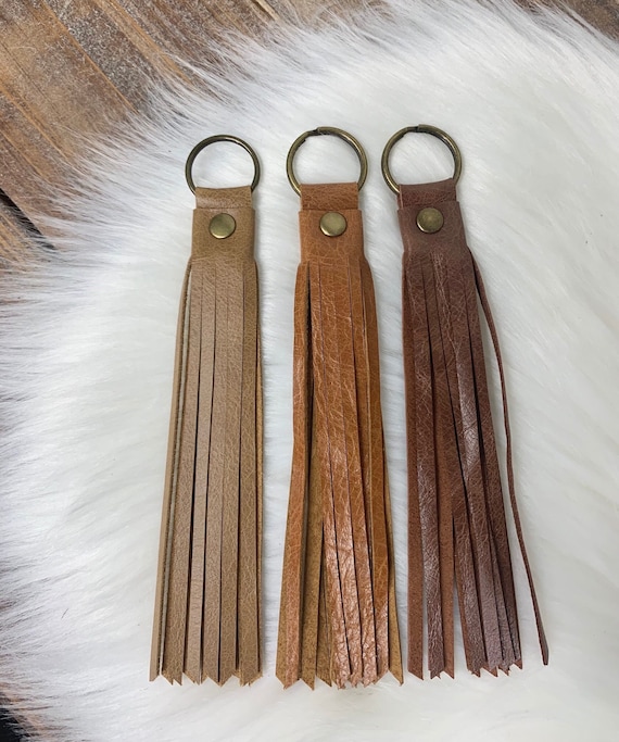 Distressed Brown Leather Tassel, Single Leather Purse Charm, Leather Key  Ring, Leather Zipper Pull, Tassels for Handbags, Leather Key Chain 