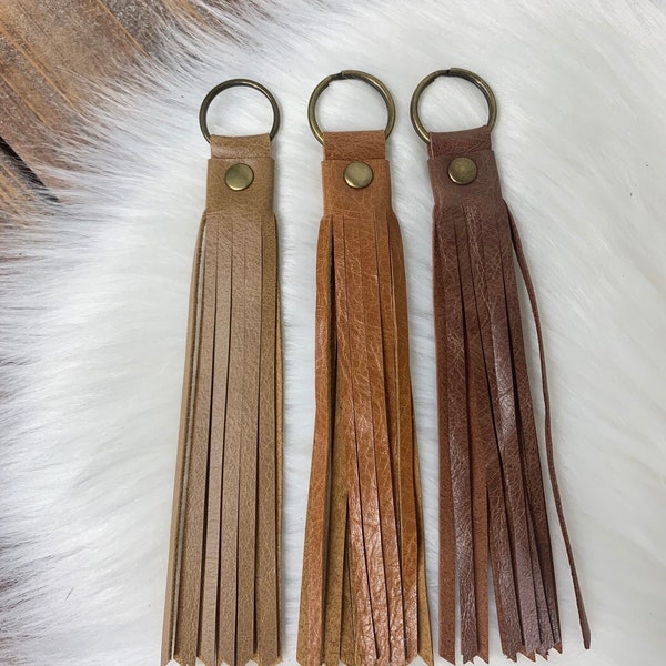 Distressed brown Leather tassel, single leather purse charm, leather key ring, leather zipper pull, tassels for handbags, leather key chain