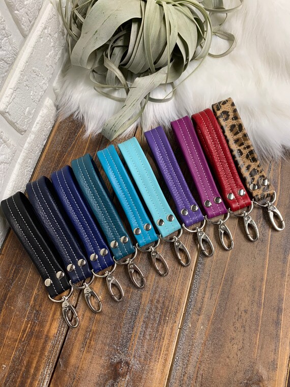 Leather key fob wristlet sale