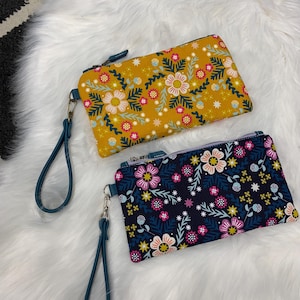 Wildflower canvas clutch leather wristlet, Ruby Star Society canvas wristlet, teal leather wristlet, leather clutch, clutch wallet