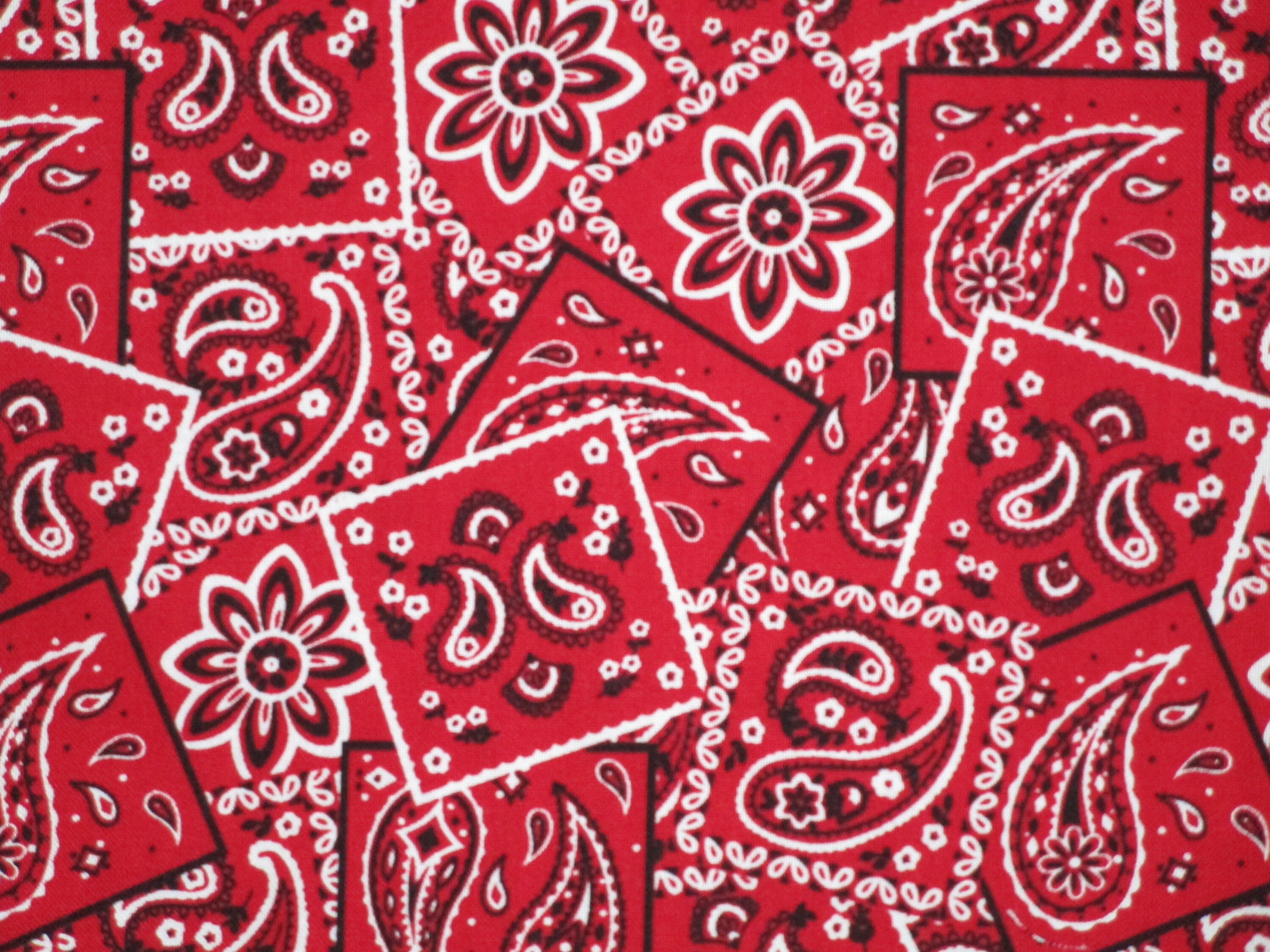 Free Shipping Red Bandana Denim Patchwork Fat Quarter Fabric Etsy