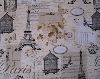 Free Shipping: Vintage Inspired French Theme Cotton Quilt Fabric Scrap Pack Bundle/Paris, Eiffel Tower Fabric/Craft Supply/Junk Journal