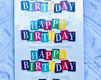 Happy Birthday Blocks 16 Stickers from Frances Meyer Lignin and Acid Free 2 Sheets Party Gifting Scrapbooking Journaling Craft Supply