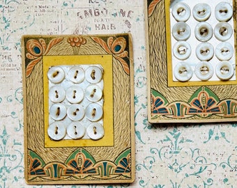 Vintage Art Deco Style Button Cards With Mother of Pearl buttons NOS