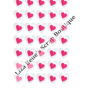Hearts Confetti Instant Download Digital File PDF Mini One Inch DIY Valentine&#39;s Day Cupcake Toppers Party Supplies Scrapbooking Mixed Media