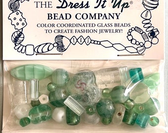 Mezcla de cuentas de vidrio, The Dress It Up Company: Verde mar