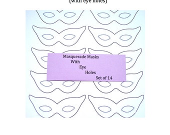 Descarga instantánea de plantilla PDF de mini máscaras de mascarada con orificios para los ojos