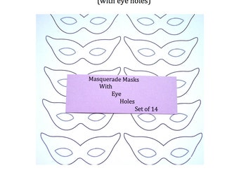 Instant Download Mini Masquerade Masks Template PDF with Eye Holes