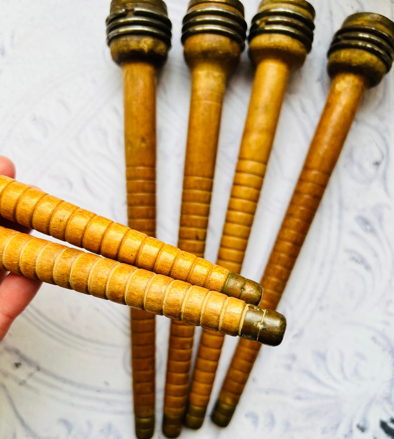 Vintage Wooden Weaving Textile Shuttle Bobbins Spools image 4