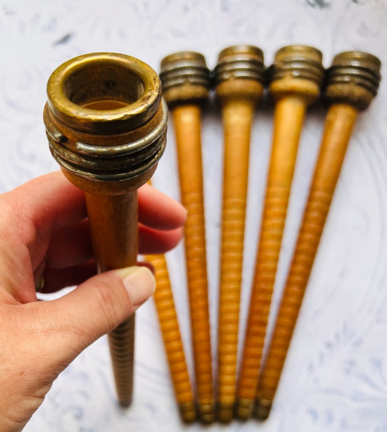 Vintage Wooden Weaving Textile Shuttle Bobbins Spools image 3