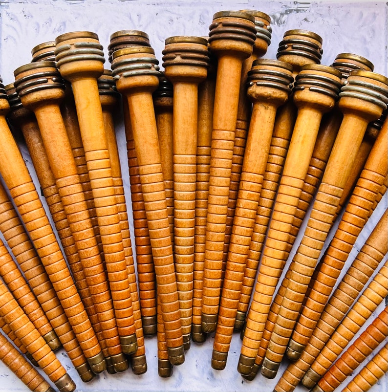 Vintage Wooden Weaving Textile Shuttle Bobbins Spools image 1