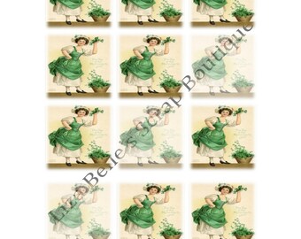 St. Patrick's Day Top of the Morning Antique Irish Lass Instant Digital Download