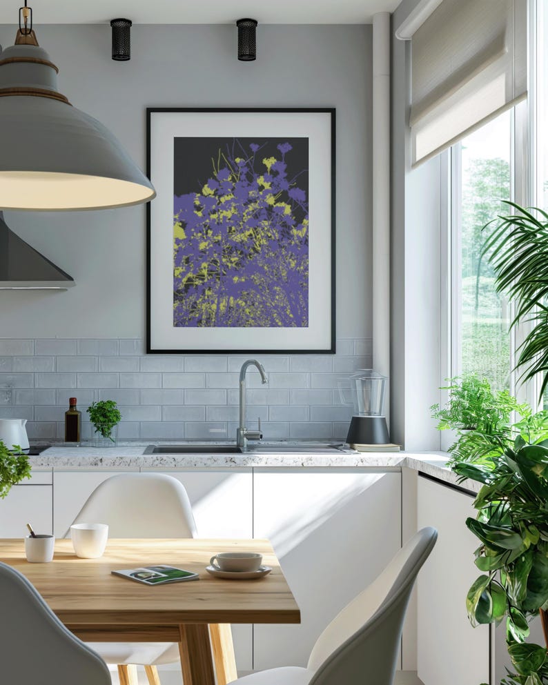 Purple Botanical Wall Art | Moody Wildflower Print | Dark Academia ...