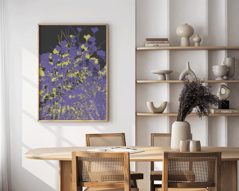 Purple Botanical Wall Art | Moody Wildflower Print | Dark Academia ...
