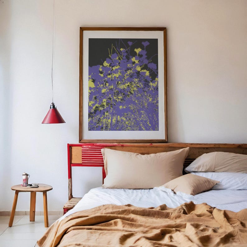 Purple Botanical Wall Art | Moody Wildflower Print | Dark Academia ...