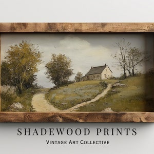 European Countryside Oil Painting | Farmhouse Print | Warm Toned Wall Art | Digital Downloadable Print