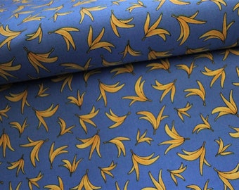 By the HALF Yard - Bananas All Over on Blue Cotton Fabric Hard to Find TT Alley Cat Corale
