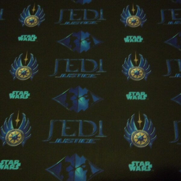 BTY STAR Wars JEDI Justice Blue and Black Novelty Cotton Fabric