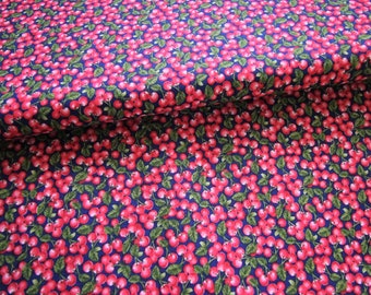 By the HALF Yard - Tiny Red and Pink Cherries Cherry Bunches Cotton Fabric Cottage Charm HTF