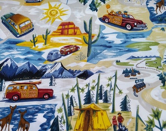 By the YARD - Travel - RV - Camping - Road Trip Themed - Cotton Quilting Sewing Fabric OOP