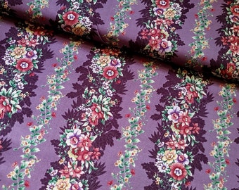 By the HALF Yard - Purple Floral Stripe - Sharlene Jorgenson Summer Journal - Cotton Fabric