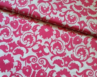 By the HALF Yard - Hot Couturier Pink Fleur Scroll - Robert Kaufman Poplin Cotton Fabric