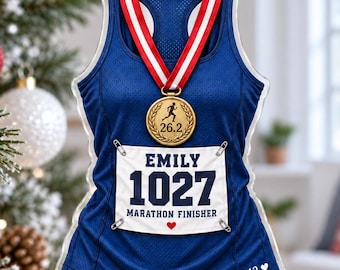 Personalized Marathon Finisher Ornament 2026, Custom Name Bib Number Time Runner Keepsake, 26.2 Medal Christmas Gift, Acrylic Tree Decor