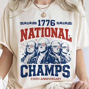 1776 National Champs Shirt, Vintage Washington Tee, Funny Founding Fathers T-Shirt, Patriotic Sports Parody 250th Anniversary Top