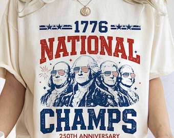 1776 National Champs Shirt, Vintage Washington Tee, Funny Founding Fathers T-Shirt, Patriotic Sports Parody 250th Anniversary Top