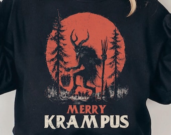 Merry Krampus Sweatshirt, Gothic Christmas Horror Apparel