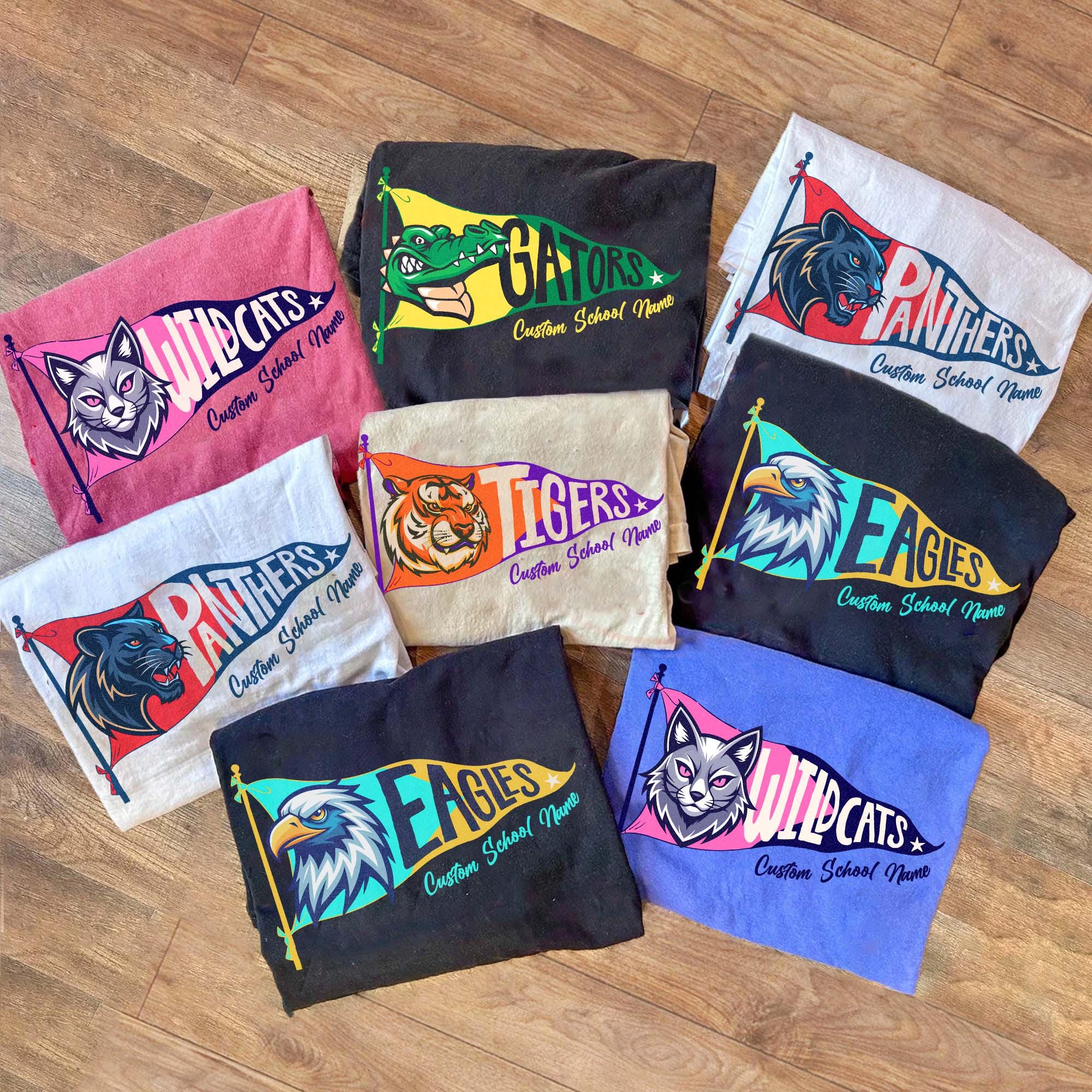 School Spirit Pennant Shirt, Custom Mascot T-shirt, High School Football Shirt, Cheer Team Shirt, Sports Mom Shirt, Game Day School Pride