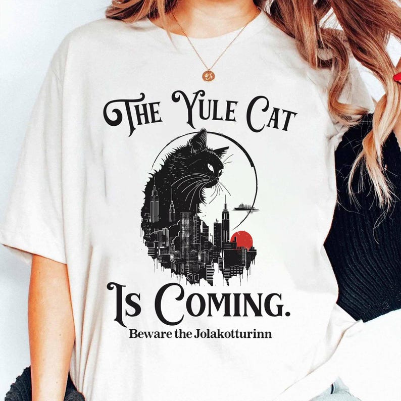 The Yule Cat Sweatshirt, Jolakotturinn Christmas Shirt, Krampus Tee, Holiday Winter Solstice Yule Icelandic Folklore Dark Academia image 10