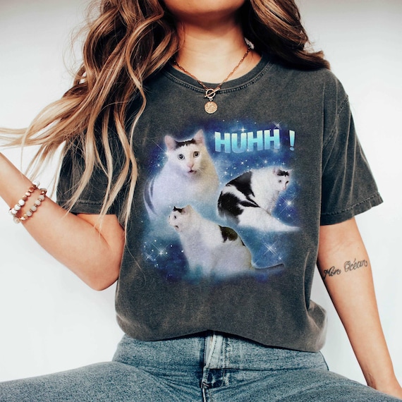 Huh Cat Meme T-Shirt, Viral Cat Brainrot Shirt, Funny Gen Z Fashion Tee, Dank Meme Humor Top, Weird Ironic Cat Lover Gift