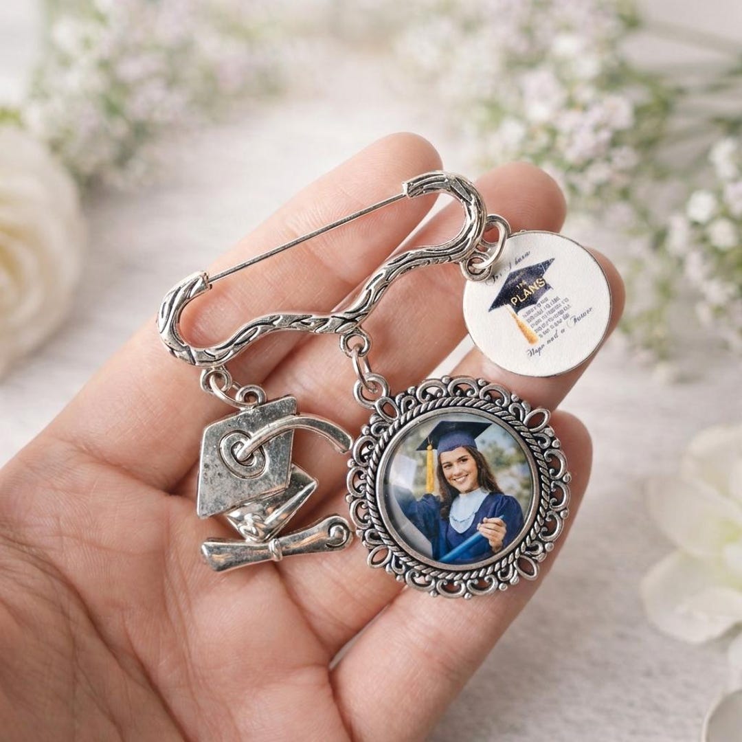 Graduation Memorial Photo Lapel Pin, Personalized Memorial Charm Pin ...