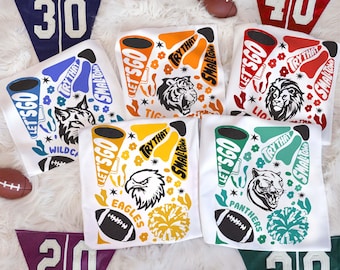 Custom Football Mascot Cheer Shirt, Floral Mascot Shirt, Custom School Spirit Tee, Let's Go Panthers Tigers Eagles Shirt, Cheer Team Mascot