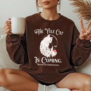 The Yule Cat Sweatshirt, Jolakotturinn Christmas Shirt, Krampus Tee, Holiday Winter Solstice Yule Icelandic Folklore Dark Academia image 6