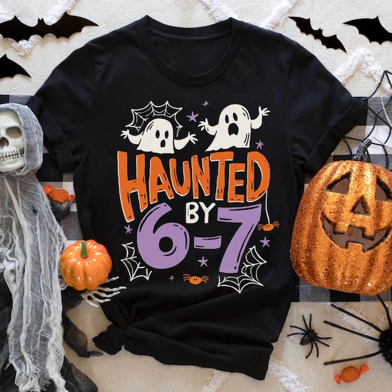 Haunted by 6-7 Halloween Shirt, Six Seven Meme Shirt, Funny Haunted by 67 Tee, Meme Halloween Ghost Tee, Spooky Math Teacher Costume Top