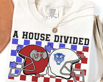 Custom Mascot House Divided Shirt, Family School Spirit TShirt, Football Baseball Hockey Basketball Spirit Tee, House Divided Football Tee