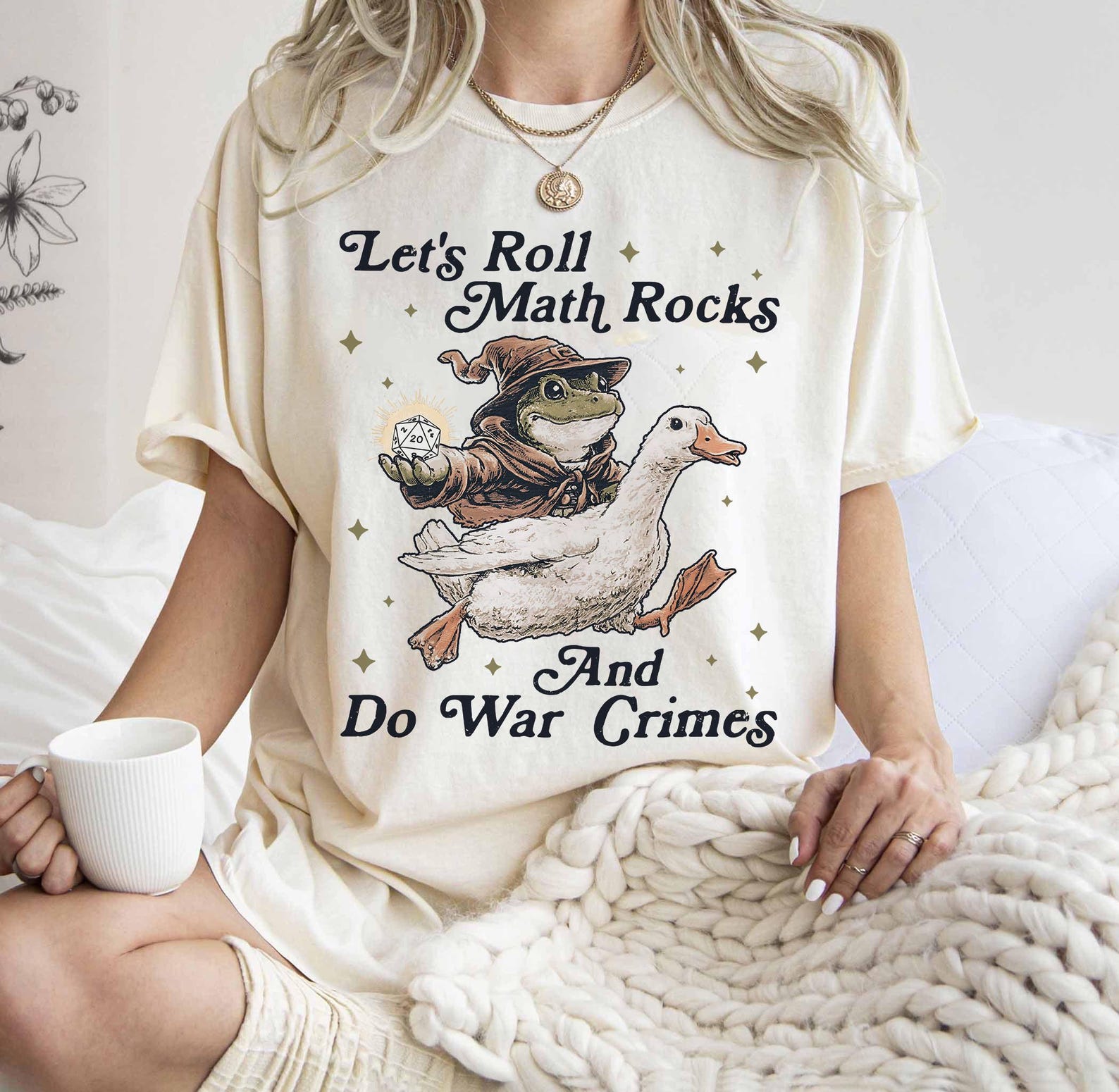 Let's Roll Math Rocks and Do War Crimes Shirt, Funny Frog Wizard Tee ...