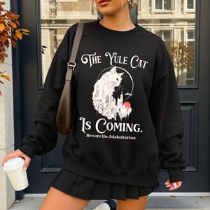 The Yule Cat Sweatshirt, Jolakotturinn Christmas Shirt, Krampus Tee, Holiday Winter Solstice Yule Icelandic Folklore Dark Academia image 4