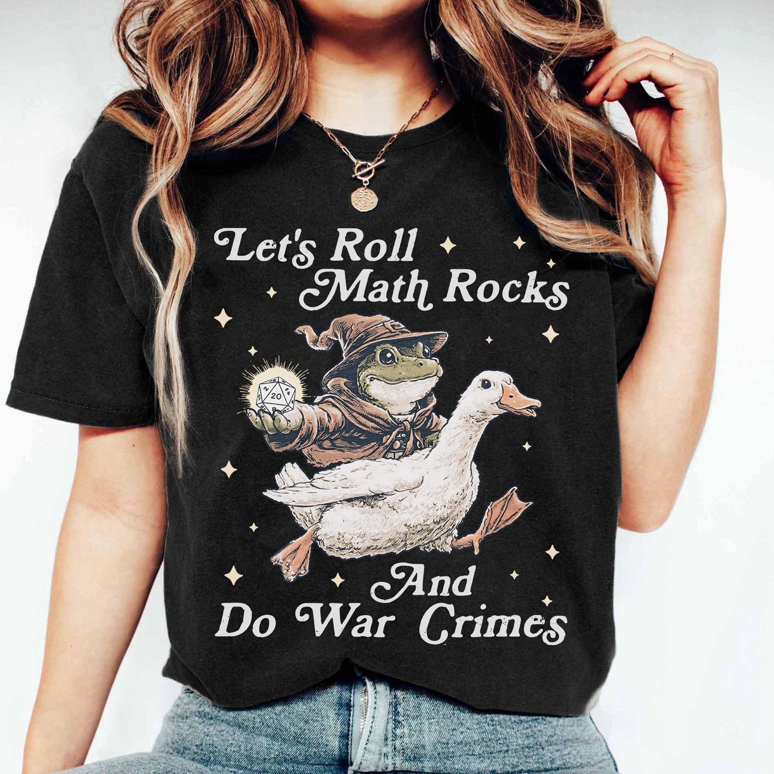 Let's Roll Math Rocks and Do War Crimes Shirt, Funny Frog Wizard Tee ...
