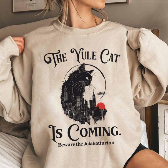 The Yule Cat Sweatshirt, Jolakotturinn Christmas Shirt, Krampus Tee, Holiday Winter Solstice Yule Icelandic Folklore Dark Academia