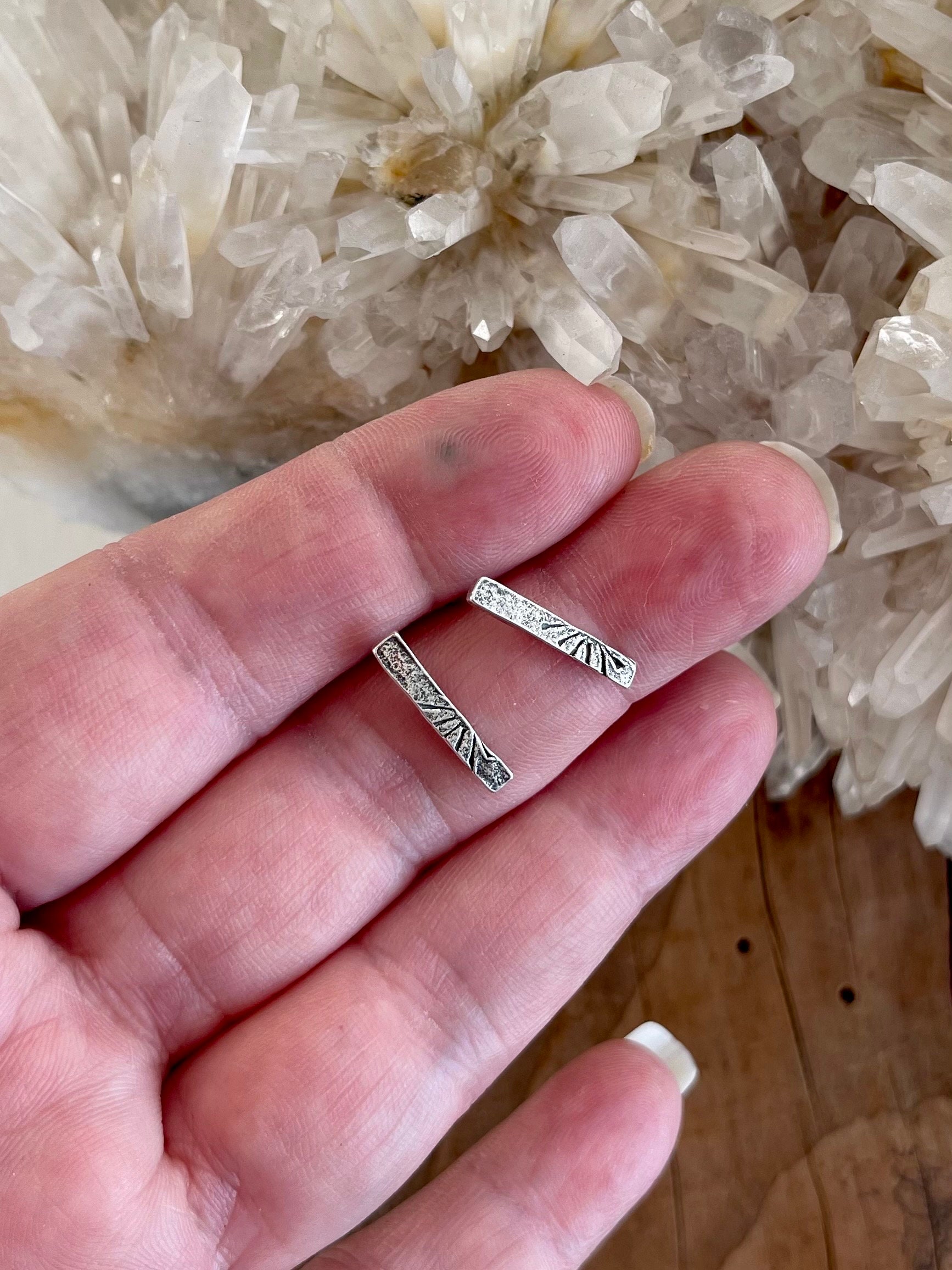 Bar Earrings – Silver Stamped Jewelry